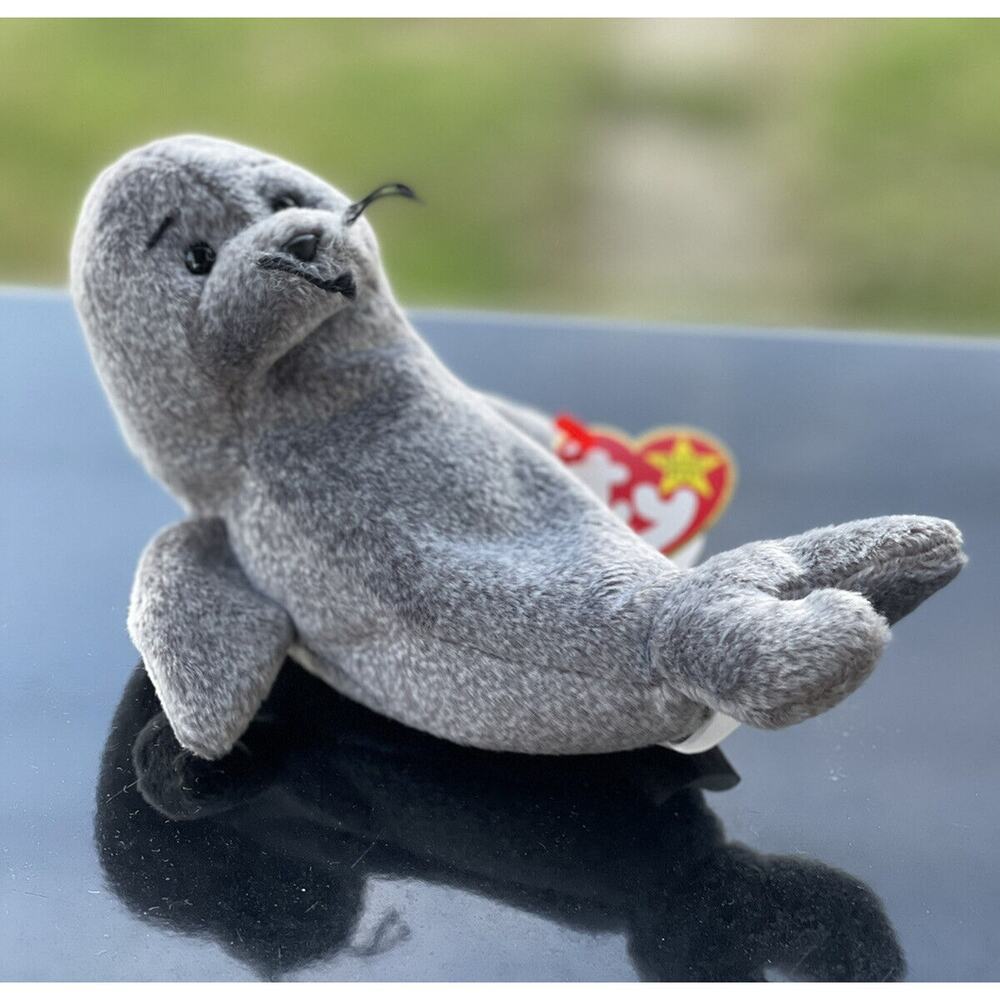 Ty Beanie Baby Slippery Gray Grey Seal 1999 Vintage‎